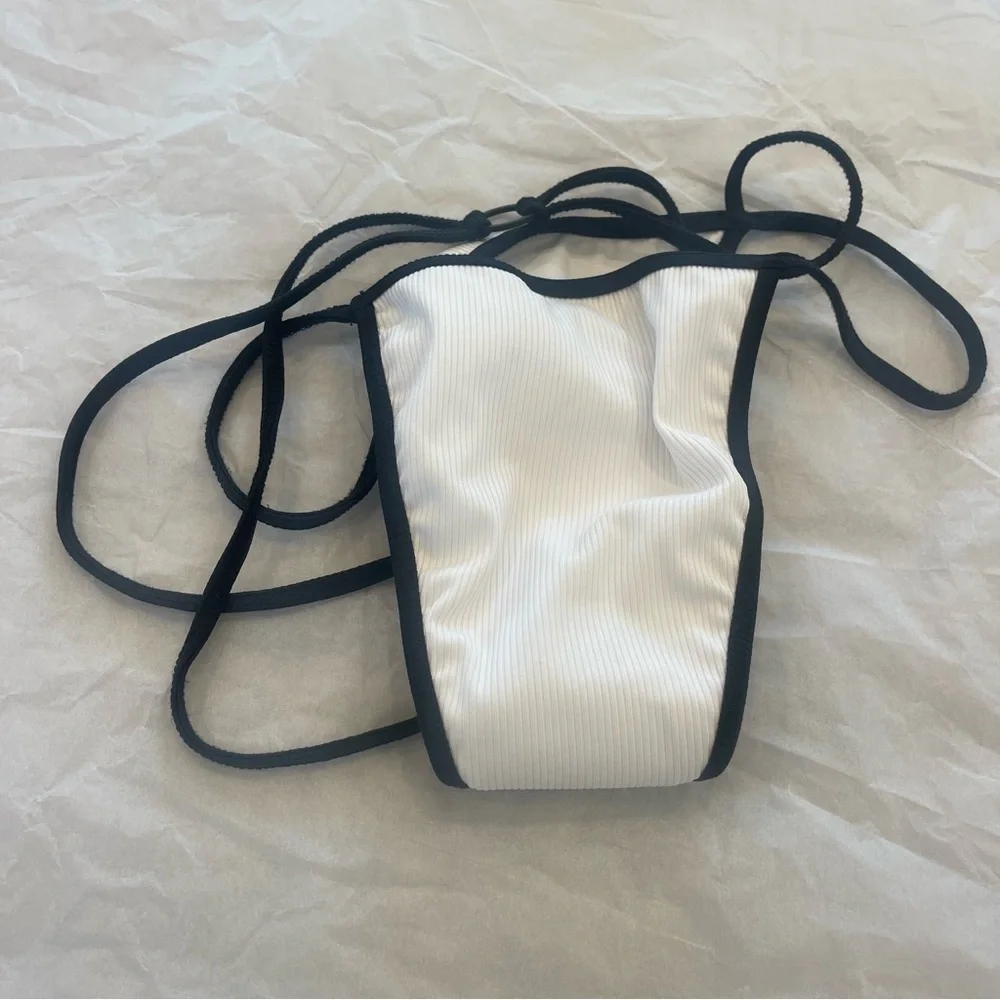 NWT Minimale Animale Plantoon Bikini Bottom Halter Harness , Medium , White rib